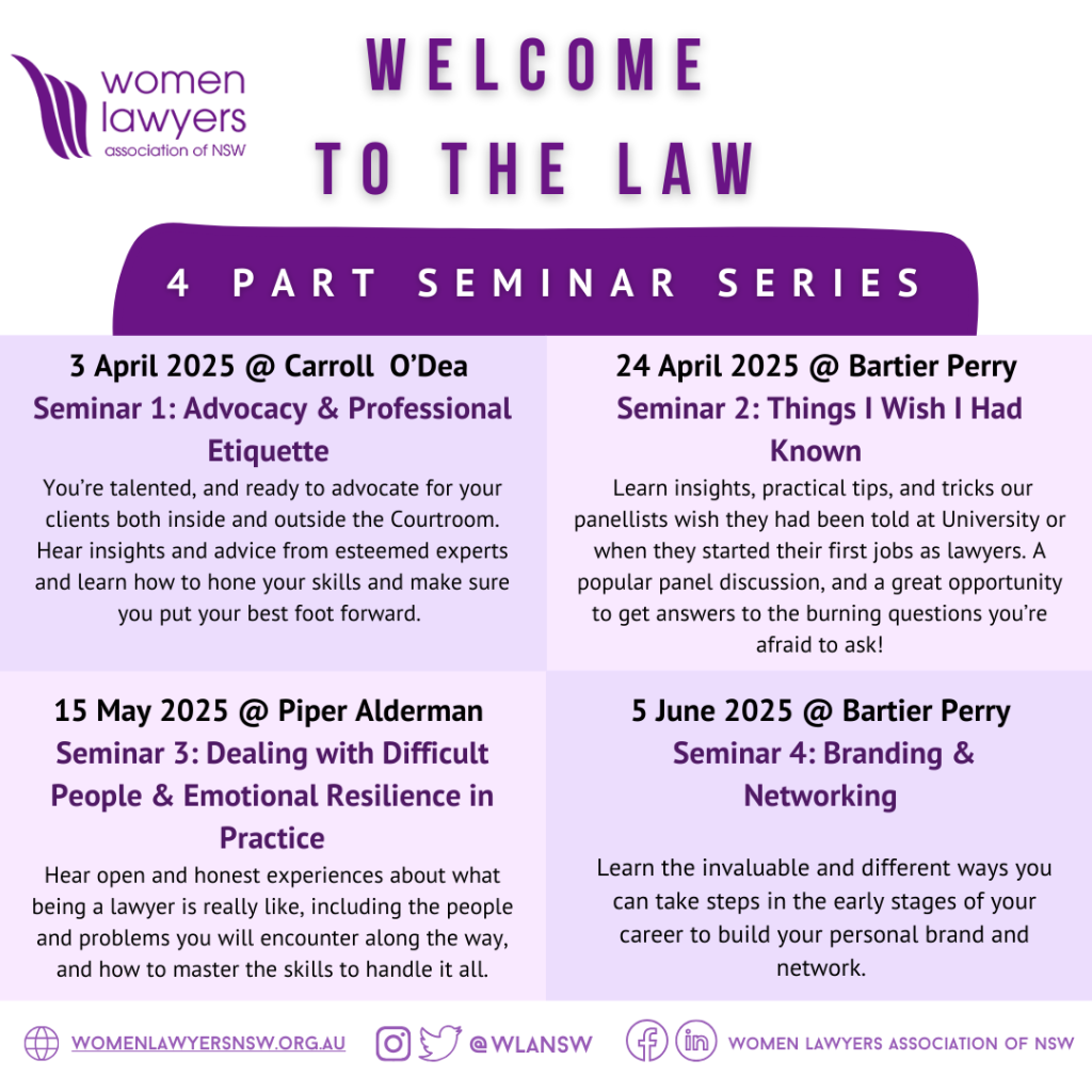 Welcome to the Law - 4 Part Seminar Series 2025