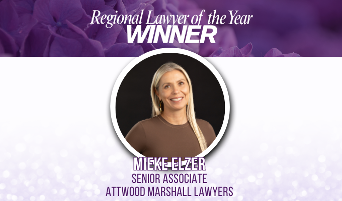 Regional Lawyer of the Year Mieke Elzer -  Senior Associate, Attwood Marshall Lawyers   